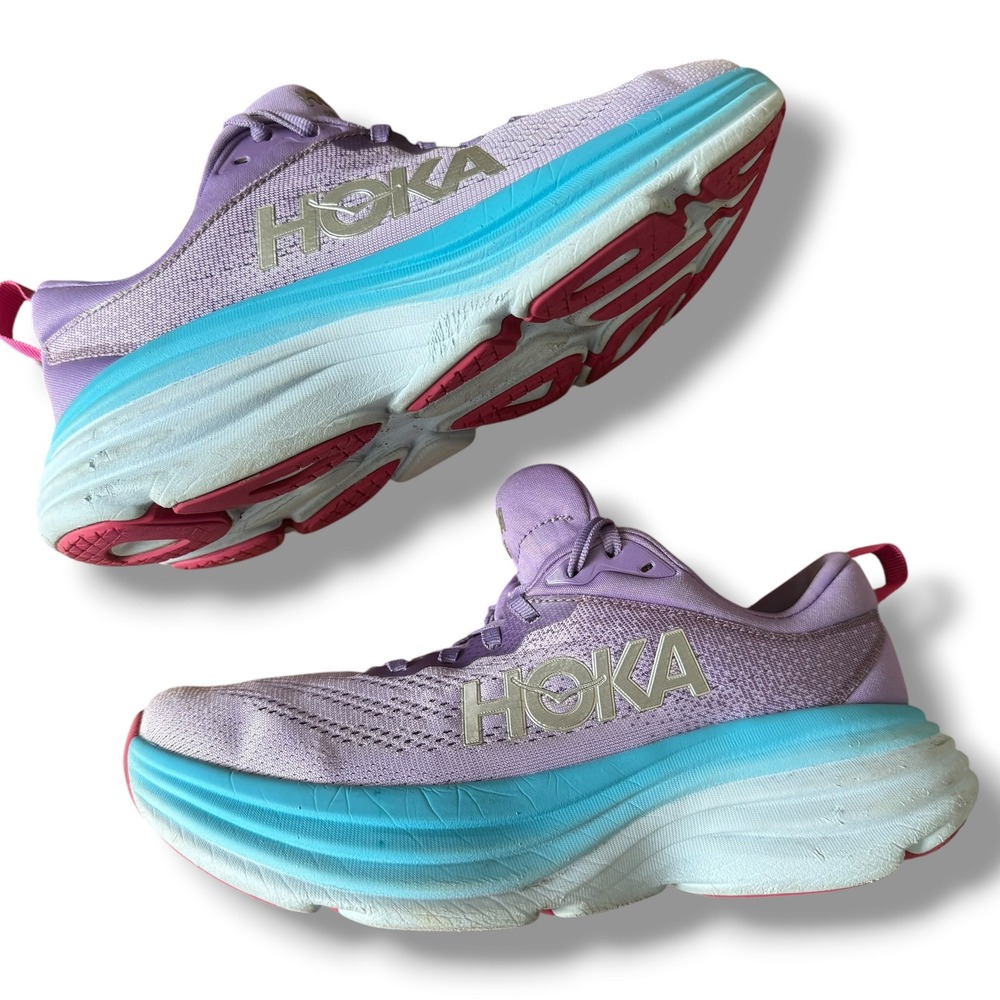 Hoka Bondi 8 Womens 7B Road Running Shoes Purple Blue Pink‎ 1127952 CVPL
